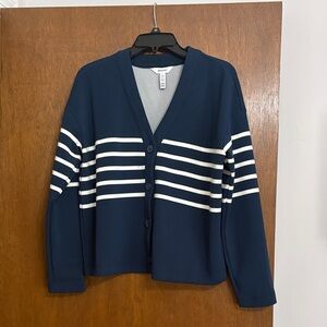 SPANX Navy Women's Top with White Interior Trim